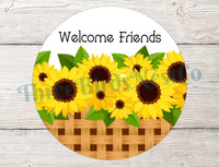 
              Welcome Friends Sign - Sunflower Wreath Sign - Sunflower Sign - Sunflower Decor - Welcome Sign - Sunflower Wreath
            