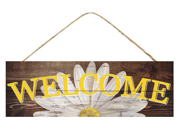Wood Welcome Sign - Welcome Wreath Sign - Welcome Signs - Daisy Welcome Sign