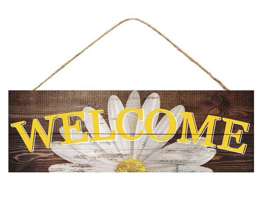 Wood Welcome Sign - Welcome Wreath Sign - Welcome Signs - Daisy Welcome Sign