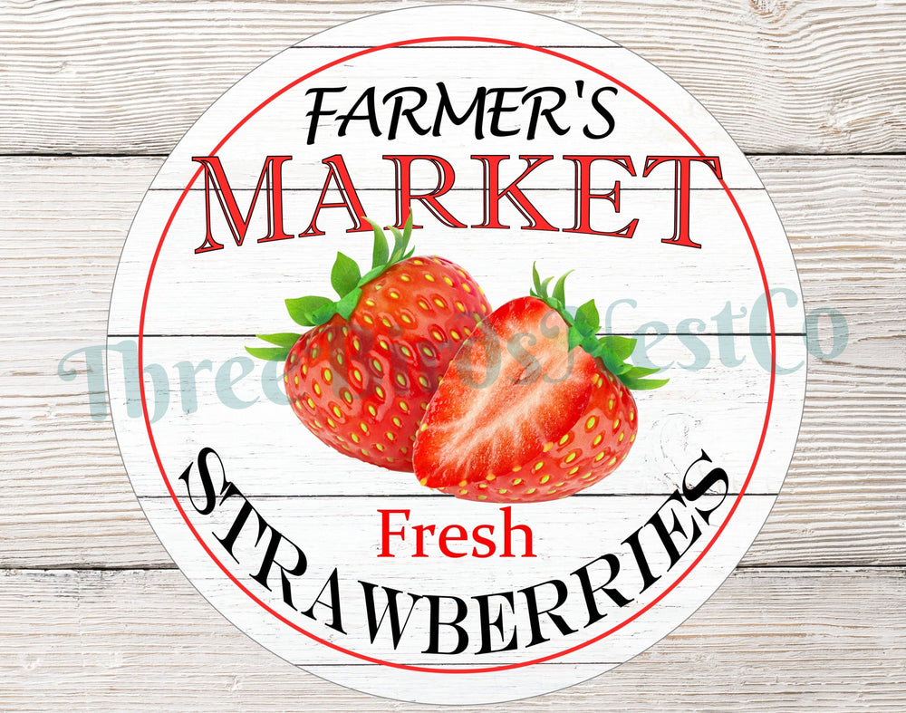 Farmers Market Strawberries Sign