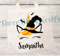 
              Personalized Halloween Candy Tote Bag- 2 Sizes and Many styles available!
            