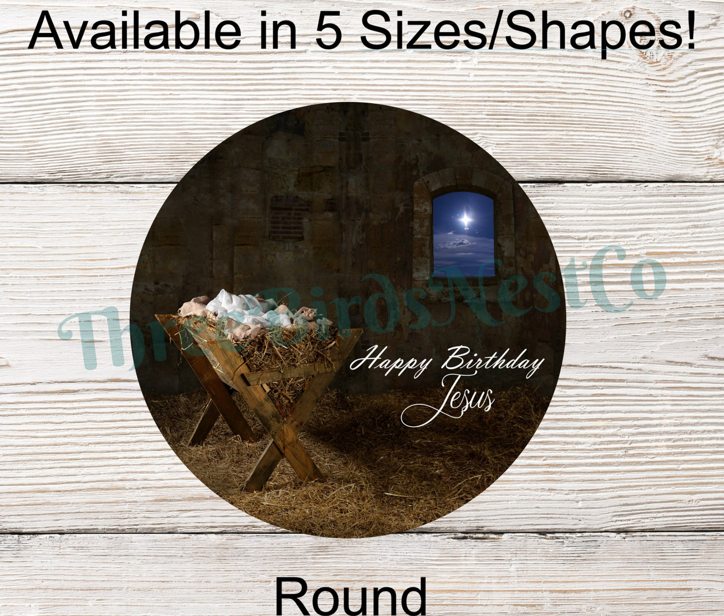 Happy Birthday Jesus Manger Scene Sign