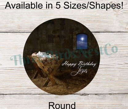 Happy Birthday Jesus Manger Scene Sign
