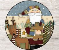 
              Primitive Santa and Reindeer Sign
            