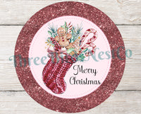 
              Merry Christmas Rose Gold Stocking Sign
            