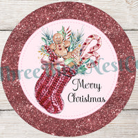 Merry Christmas Rose Gold Stocking Sign