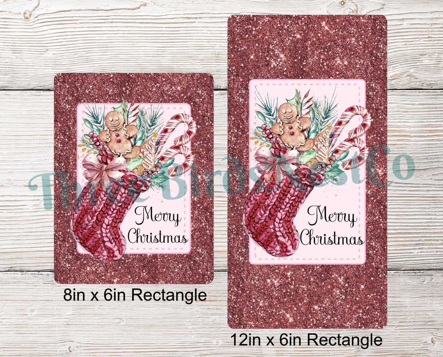 Merry Christmas Rose Gold Stocking Sign