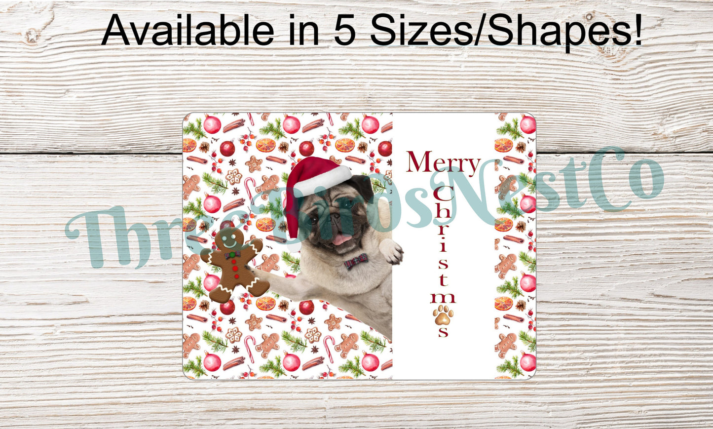 Merry Christmas Pug Dog Sign
