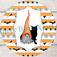 Black Cat Halloween Gnome Sign