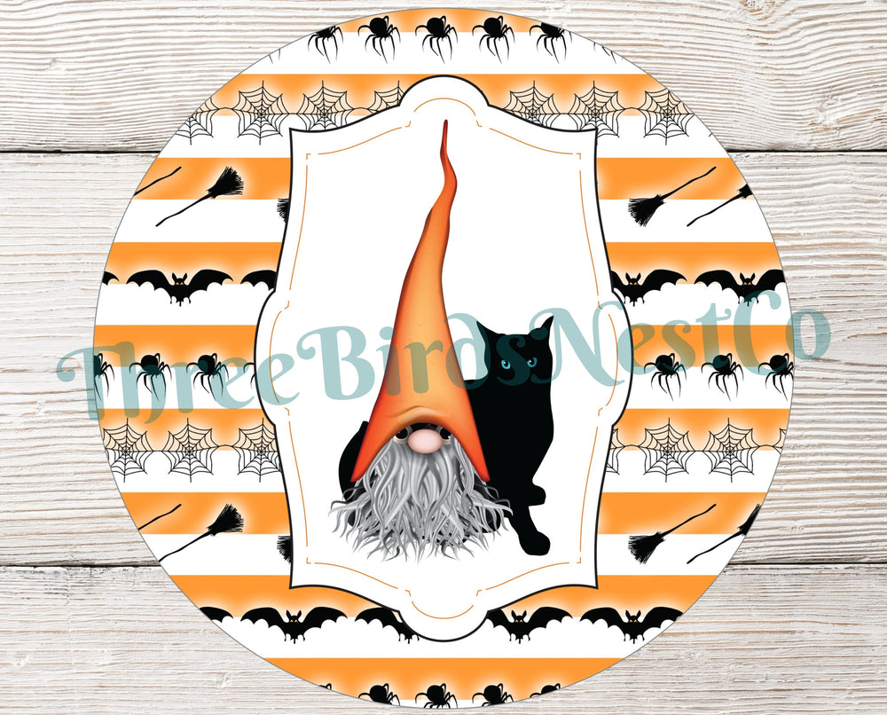 Black Cat Halloween Gnome Sign