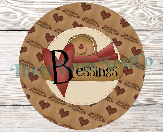 Primitive Christmas Blessings Gingerbread Sign