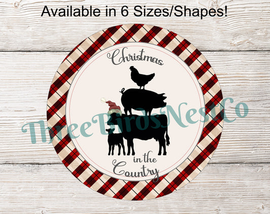 Christmas in the Country Farm Animals Sign