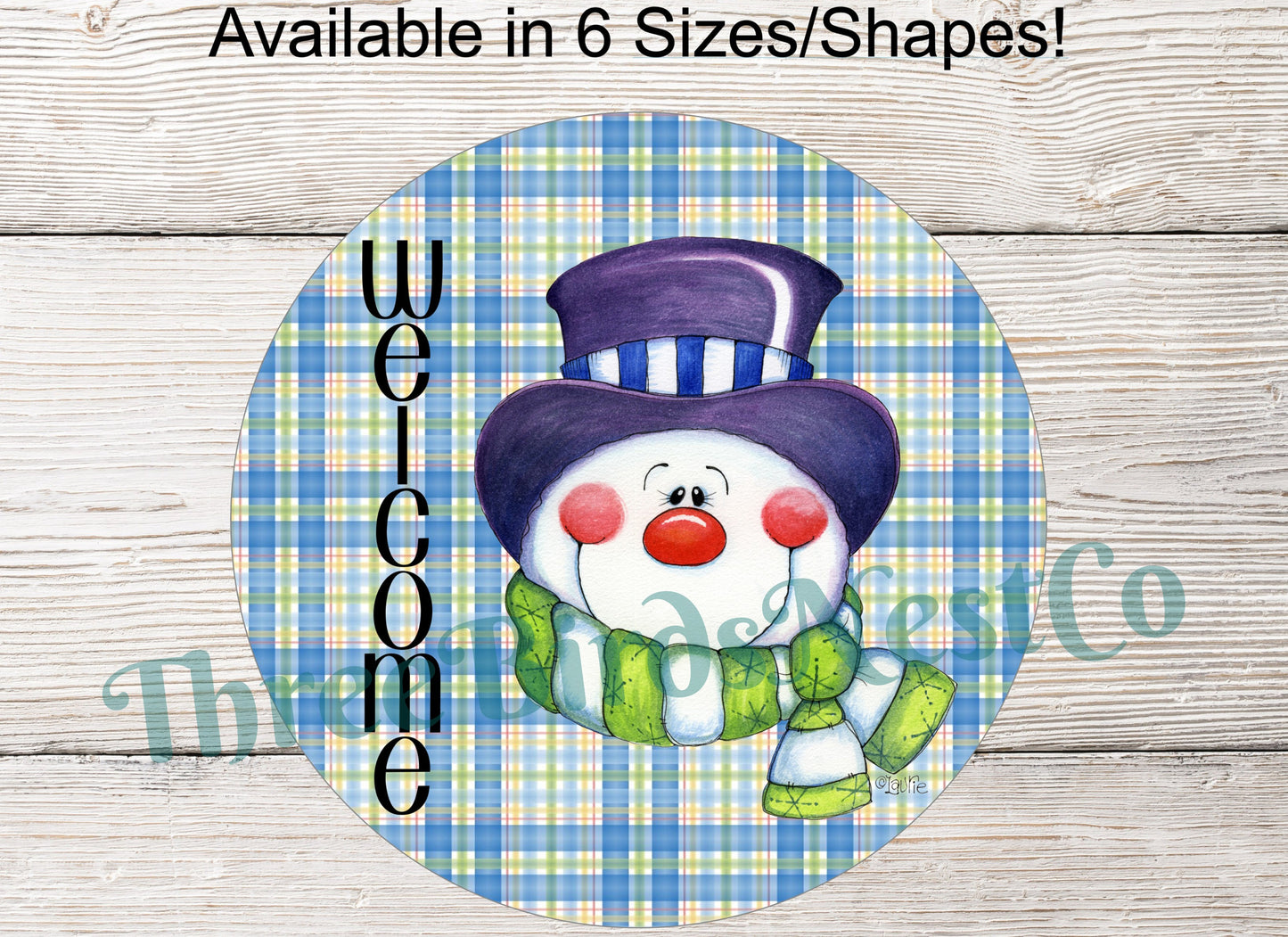 Welcome Winter Snowman Head Sign