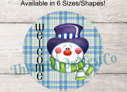 Welcome Winter Snowman Head Sign