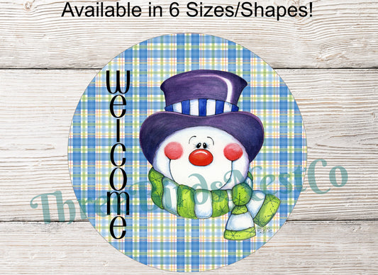 Welcome Winter Snowman Head Sign