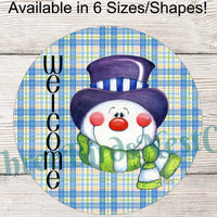 Welcome Winter Snowman Head Sign