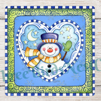 Snowman Heart Framed Sign