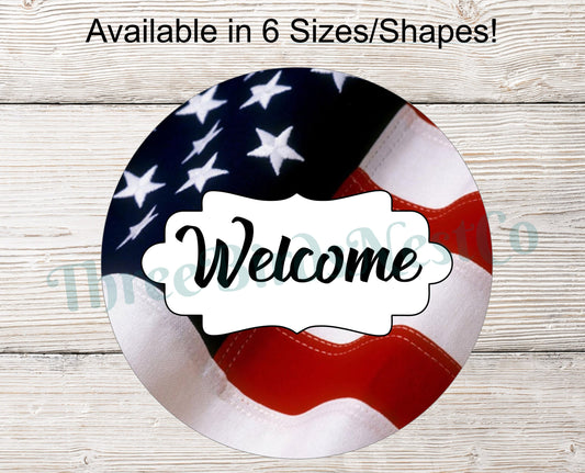 Patriotic Wreath Sign - Welcome Wreath Sign - Patriotic Sign - Patriotic Signs for Wreath - 4th of July Signs - Patriotic Wreath