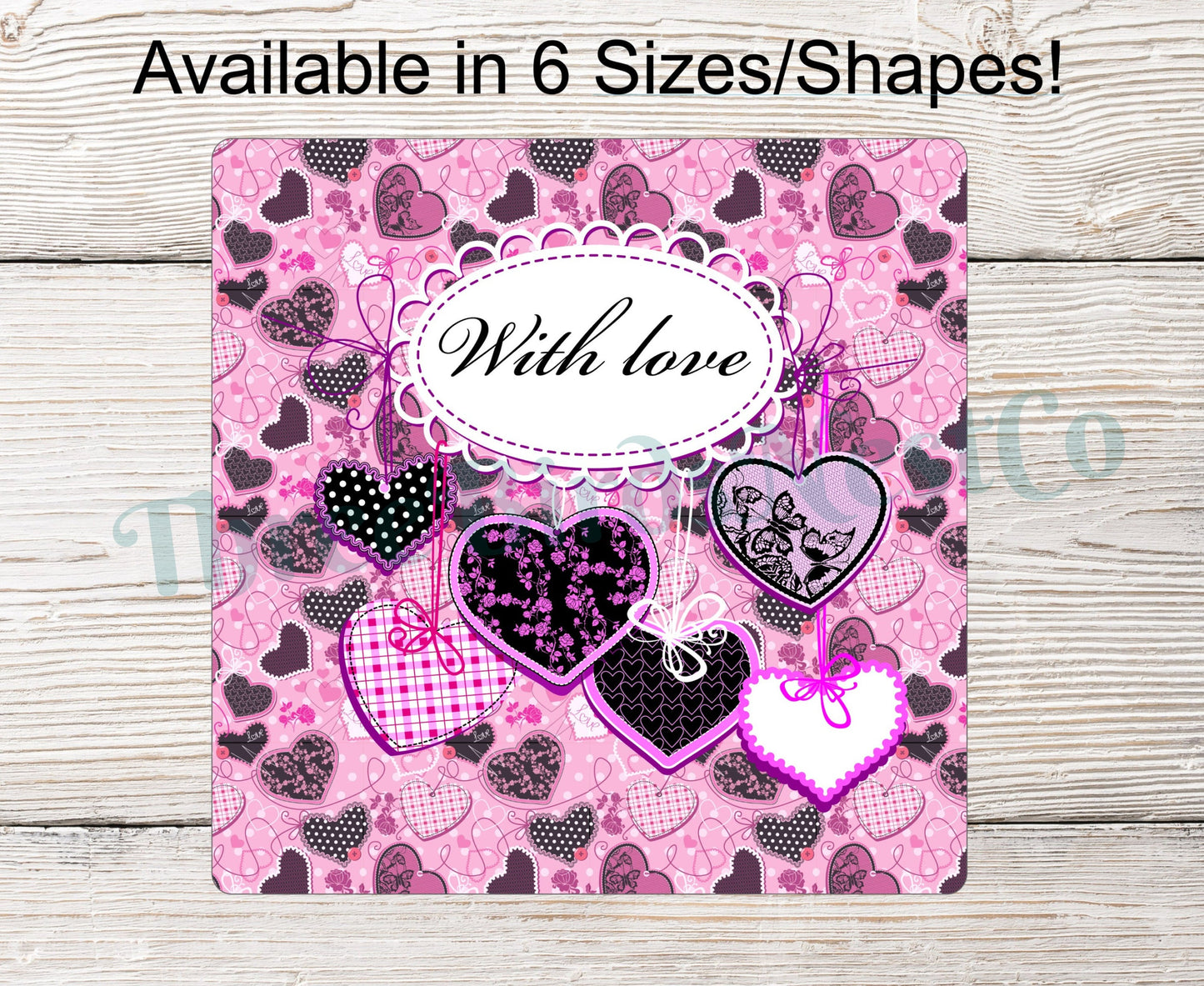 With Love Pink and Black Valentines Day Sign