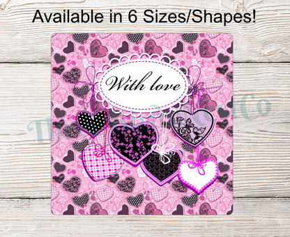 With Love Pink and Black Valentines Day Sign