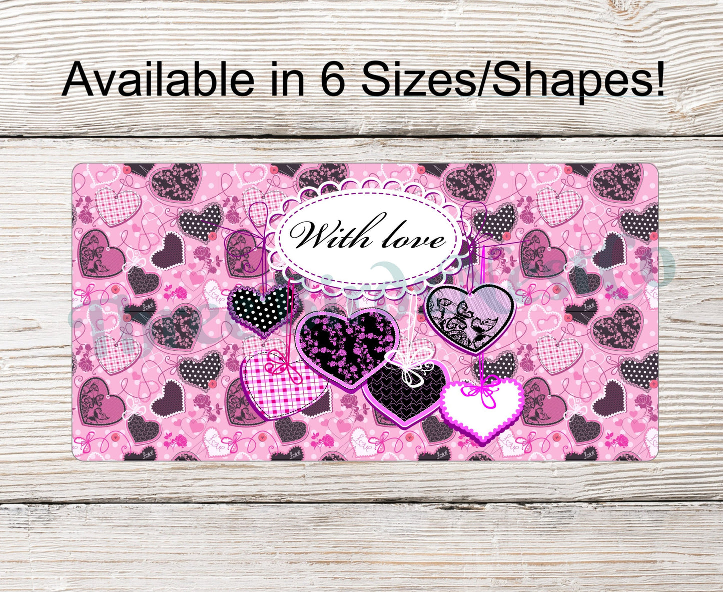 With Love Pink and Black Valentines Day Sign