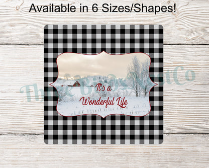 Wonderful Life Snowy Farmhouse Winter Sign