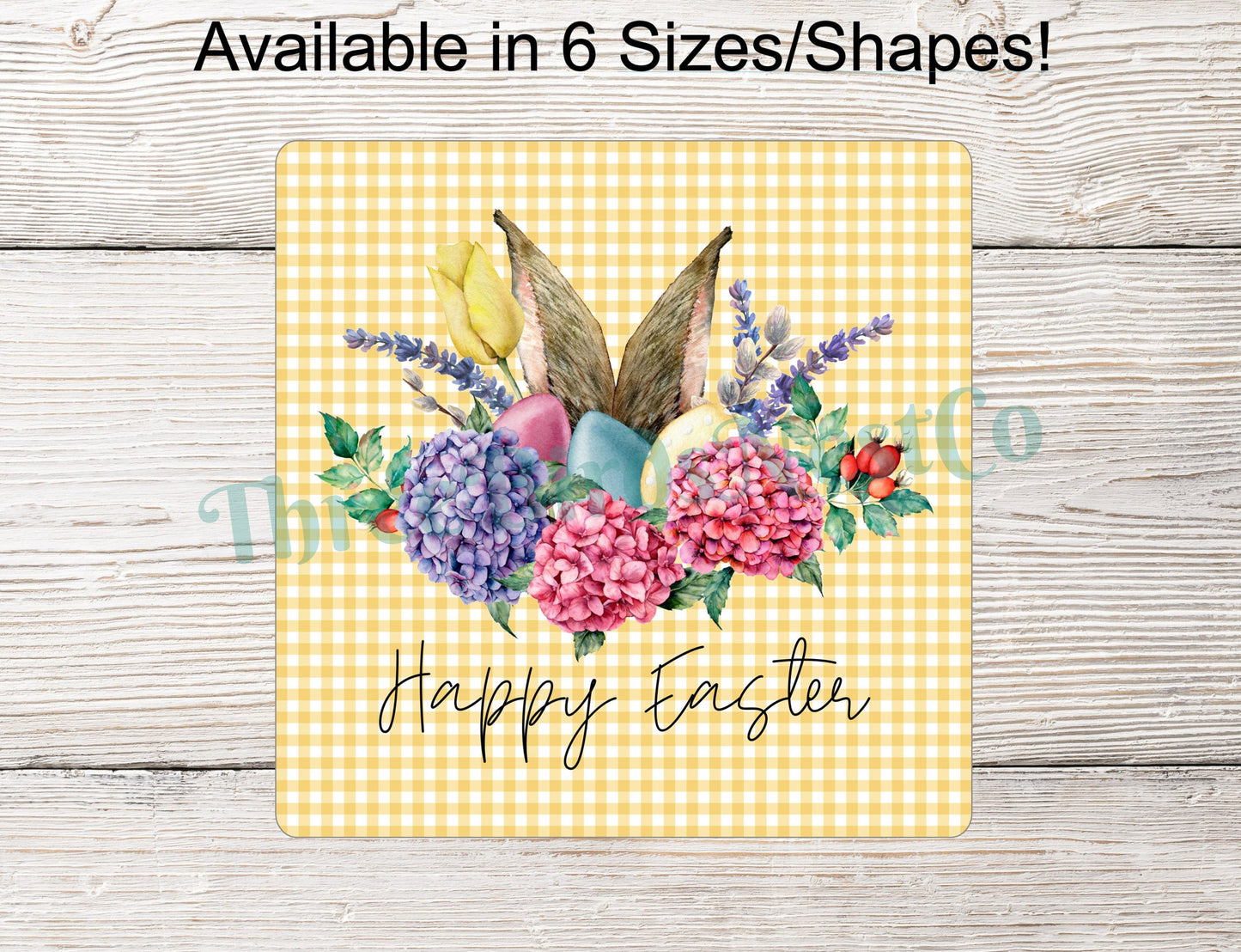 Happy Easter Hydrangea Bunny Ears Sign