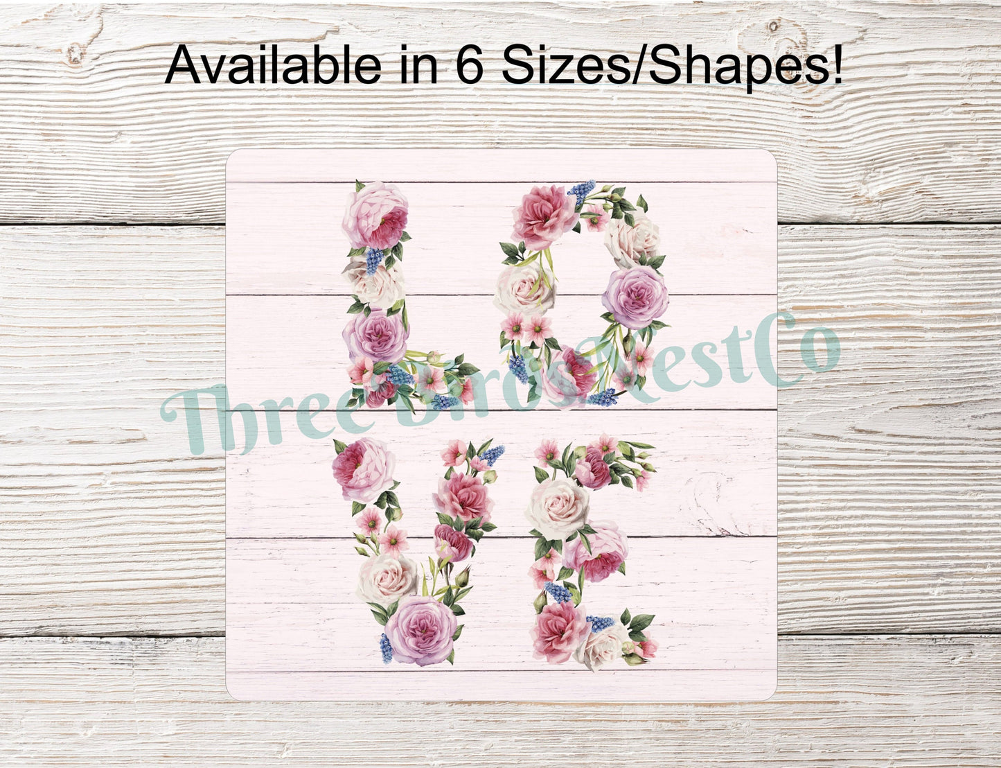 Floral Love Word Art Valentines Day Sign