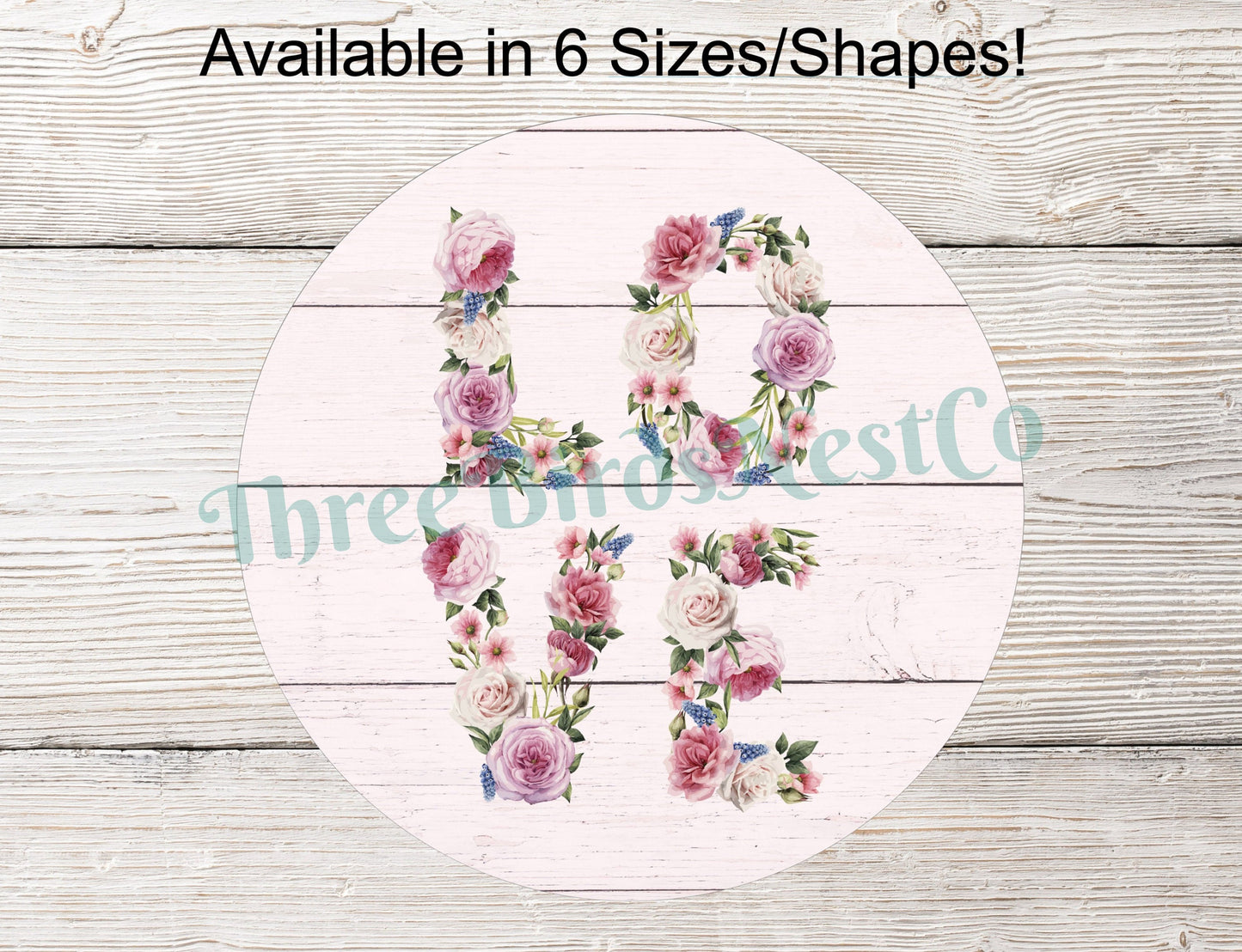 Floral Love Word Art Valentines Day Sign