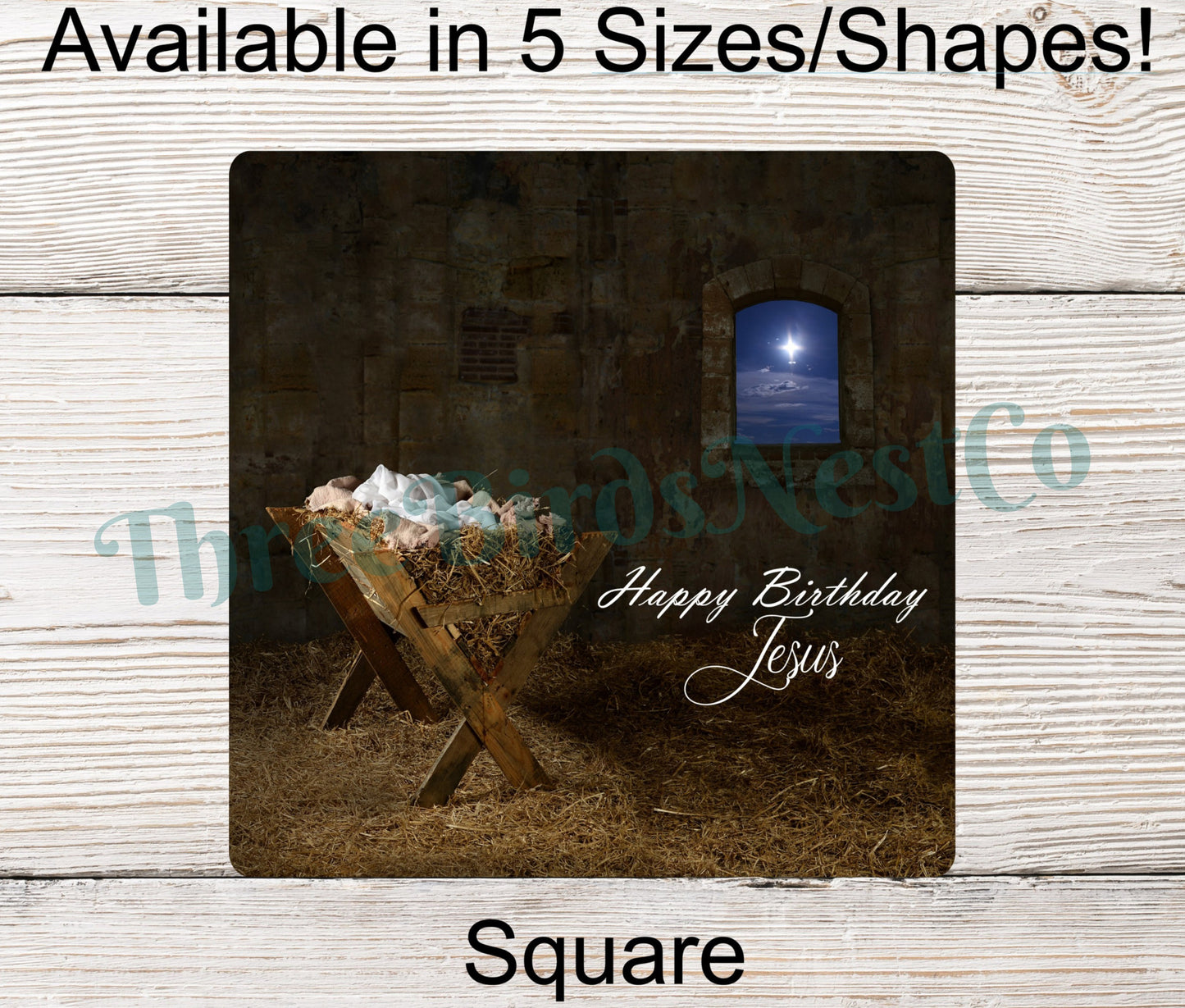 Happy Birthday Jesus Manger Scene Sign