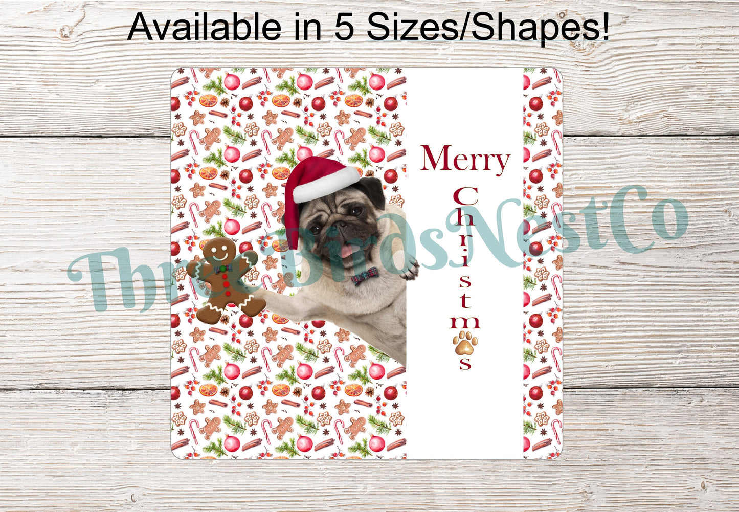 Merry Christmas Pug Dog Sign