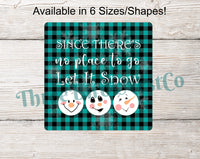 
              Let it Snow Buffalo Plaid Snowmen Sign
            