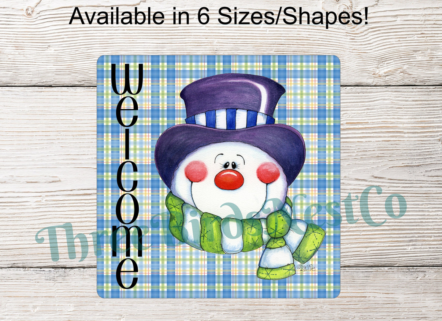 Welcome Winter Snowman Head Sign