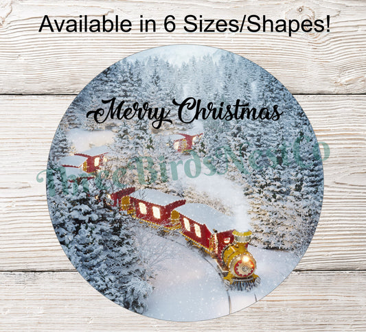 Merry Christmas Snowy Train Sign