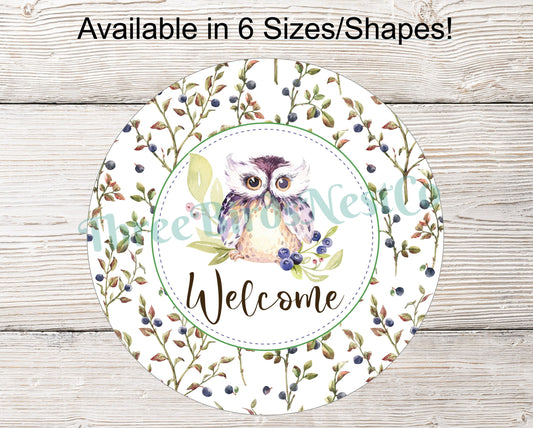 Blueberries Owl Welcome Sign