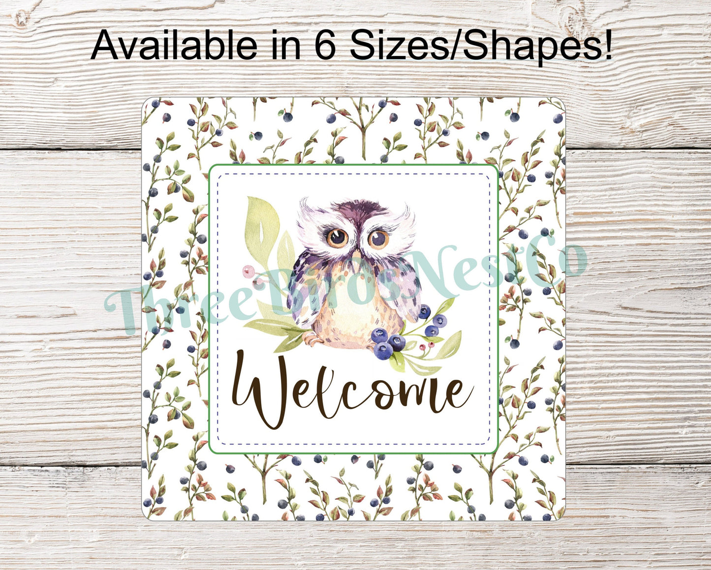 Blueberries Owl Welcome Sign