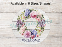 
              Hydrangea and Roses Wreath Welcome Sign
            