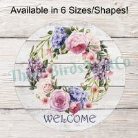 Hydrangea and Roses Wreath Welcome Sign