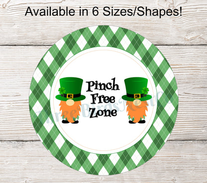 Pinch Free Zone St Patrick's Day Leprechaun Gnomes Sign