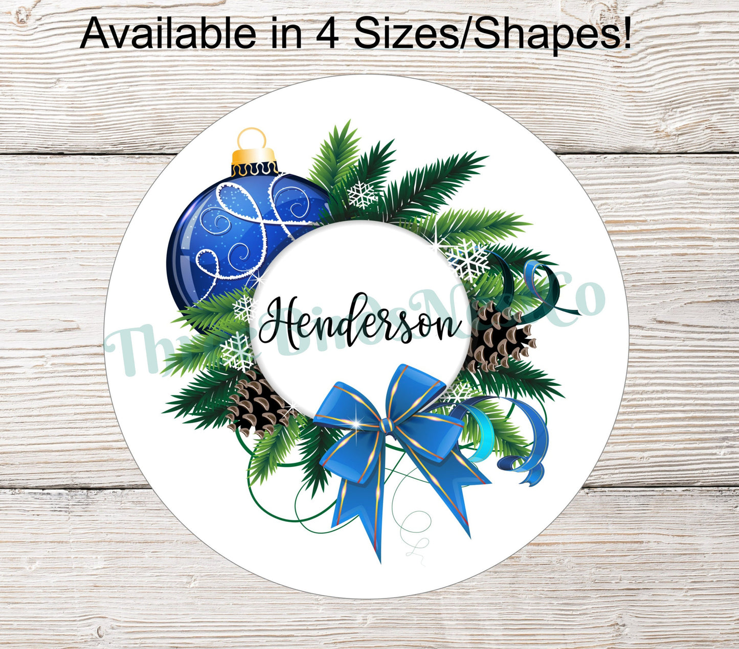 Blue Christmas Ornaments Personalized Sign