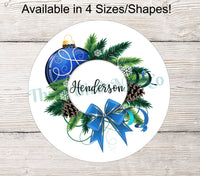 
              Blue Christmas Ornaments Personalized Sign
            