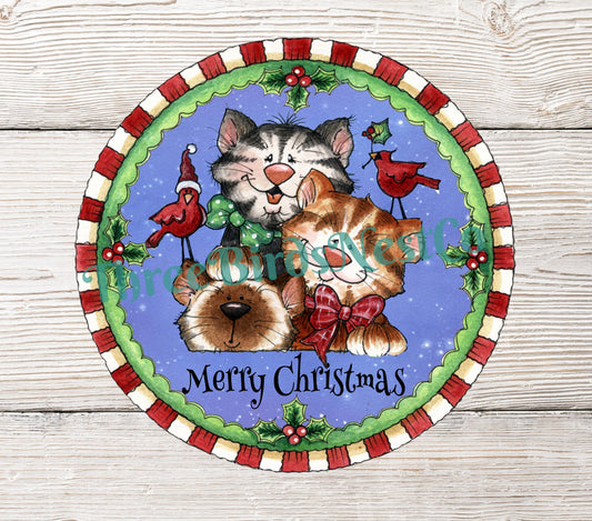 Merry Christmas Cat Trio Sign