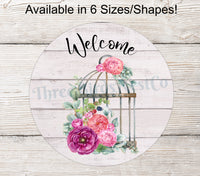 
              Welcome Wreath Sign - Birdcage Sign - Floral Wreath Sign - Birdcage Decor - Spring Wreath Signs - Everyday Signs - Everyday Wreath
            