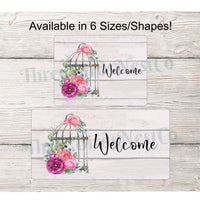 Welcome Wreath Sign - Birdcage Sign - Floral Wreath Sign - Birdcage Decor - Spring Wreath Signs - Everyday Signs - Everyday Wreath