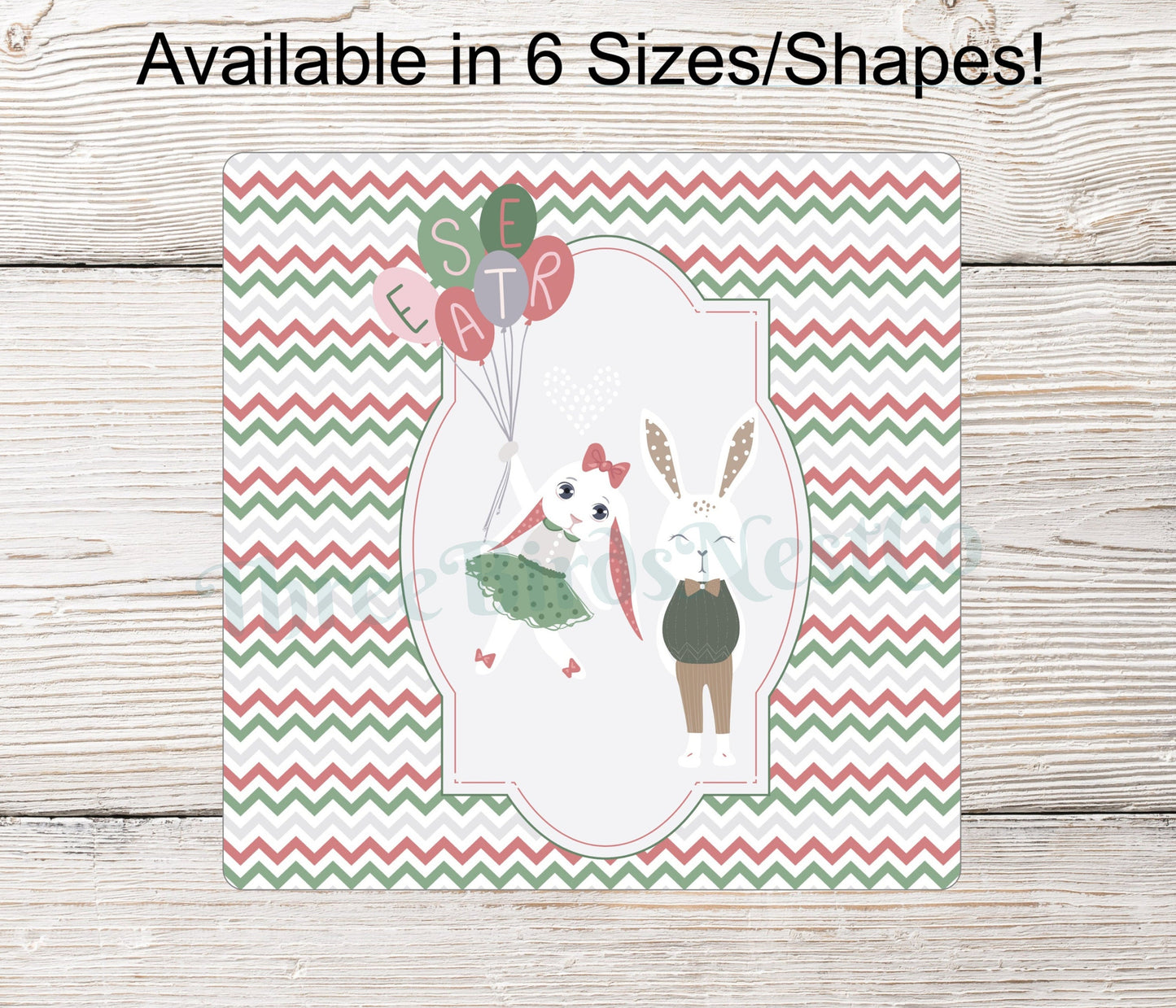 Boy and Girl Easter Bunny Balloons Sign