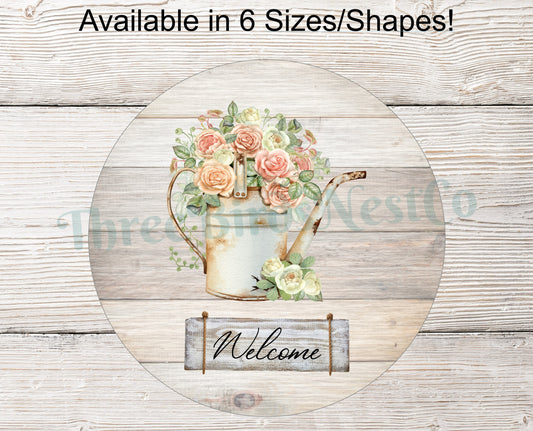 Rustic Roses Watering Can Welcome Sign