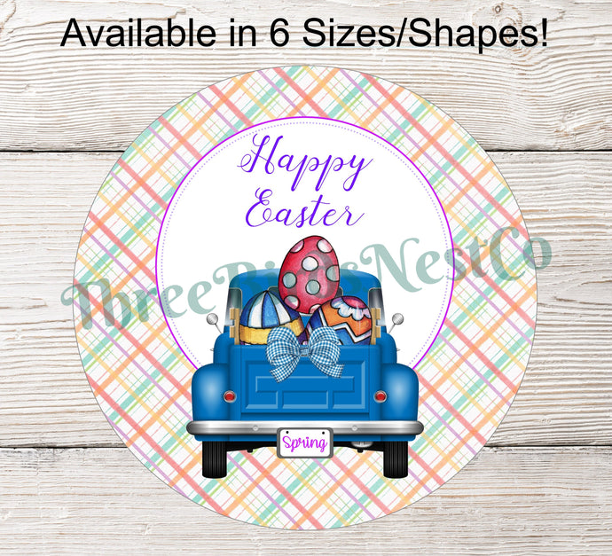 Easter Wreath Signs - Easter Truck - Easter Truck Sign - Truck Wreath Sign - Easter Eggs Sign - Spring Wreath Signs - Floral Wreath Sign