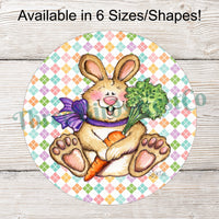Smiling Easter Bunny with Carrot Sign