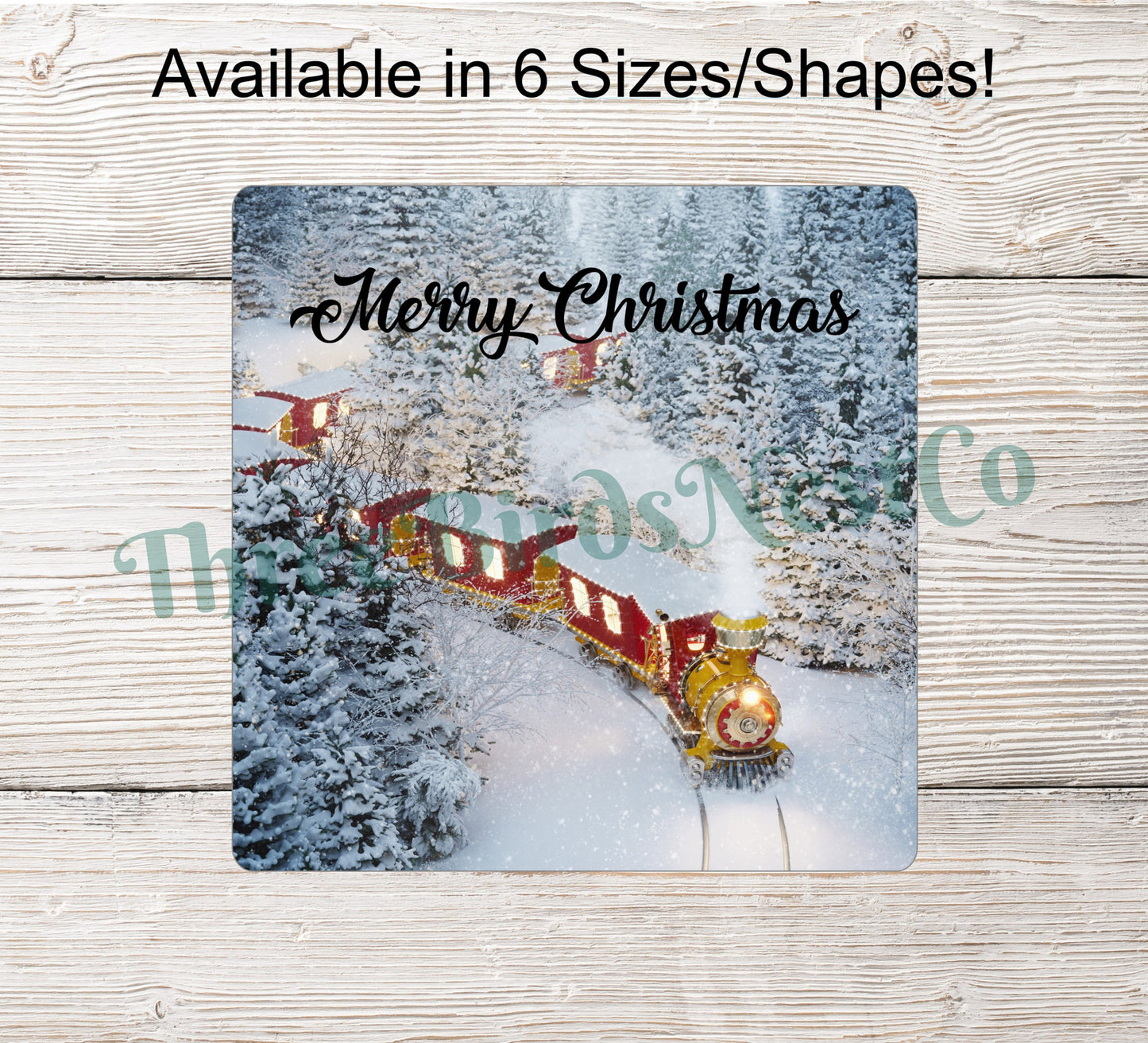 Merry Christmas Snowy Train Sign