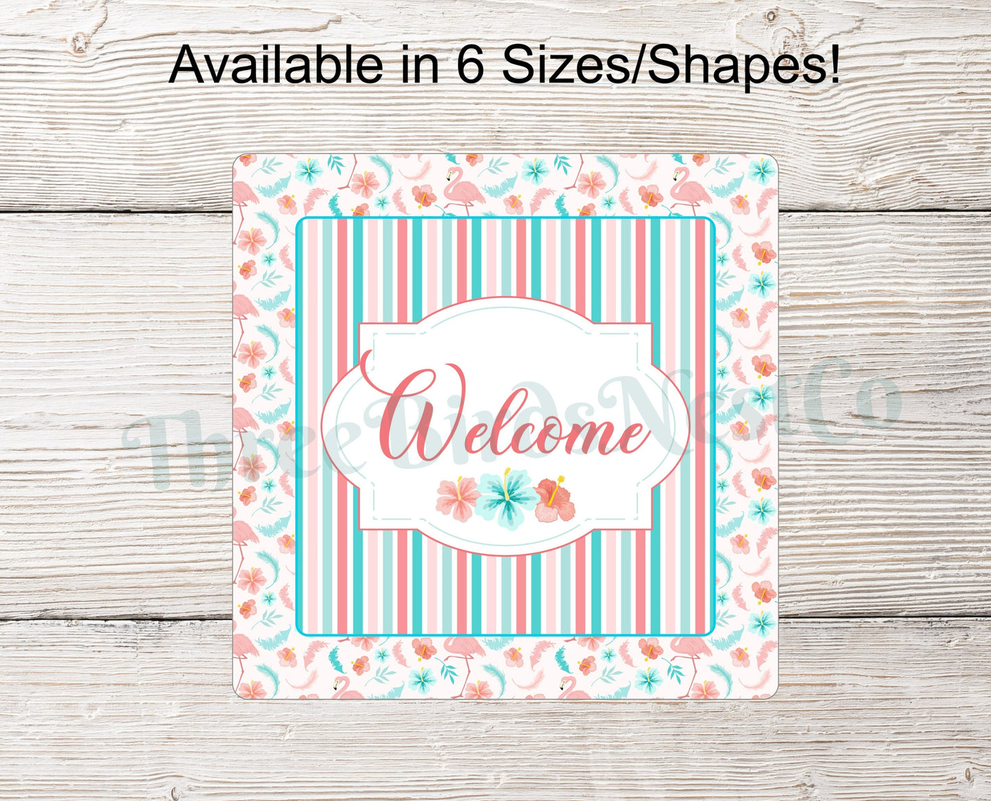 Welcome Wreath Sign - Flamingo Welcome Sign - Flamingo Wreath Signs - Flamingo Sign - Beach Wreath Signs - Beach Welcome Sign